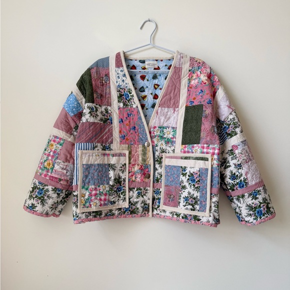 Handmade Jackets & Blazers - ⭐️ 16. Handmade Quilted SHORT Jacket -PINK SPRING- Upcycled Patchwork